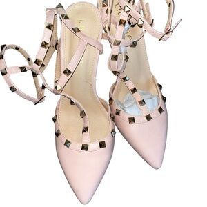 Chunky Heel Comfort Studded Flats Rivet Strappy D'orsay Pointed Toe Women Shoes